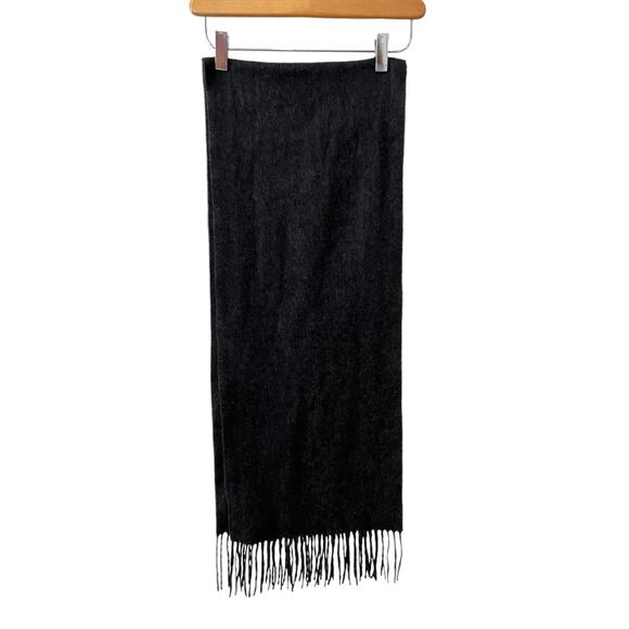 Club Room Cashmere scarf Charcoal Gray Fringe - Picture 4 of 5